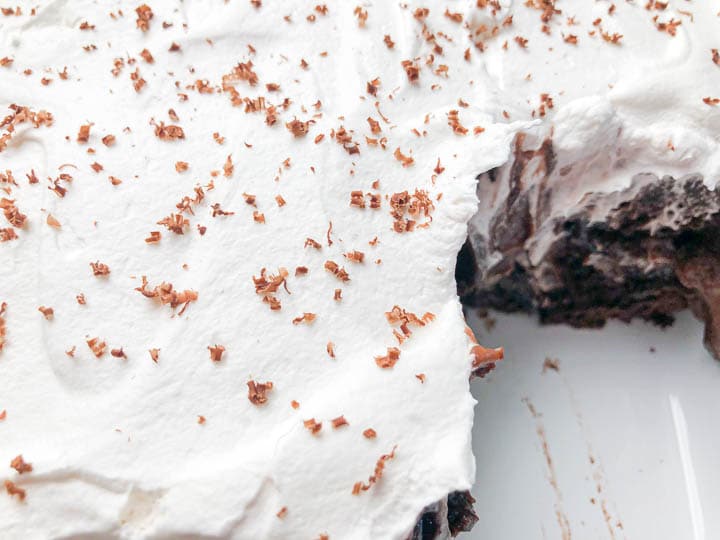 close up of inside of brownie trifle 