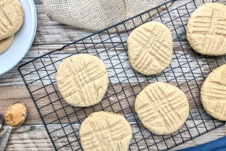 soft and chewy peanut butter cookies made with applesauce