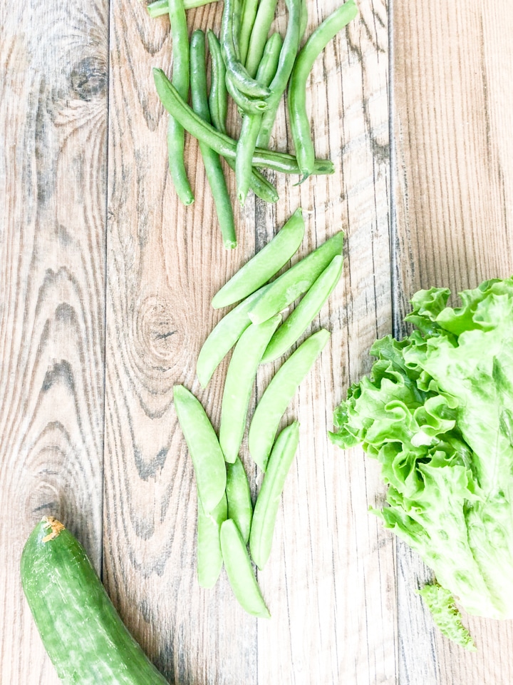 Ingredients list vegetable salad with lettuce