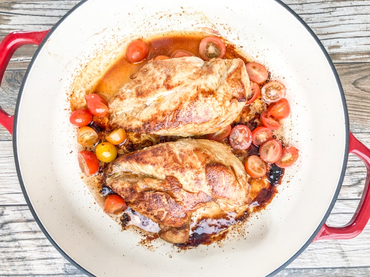 Baked Mediterranean Chicken and cherry tomatoes