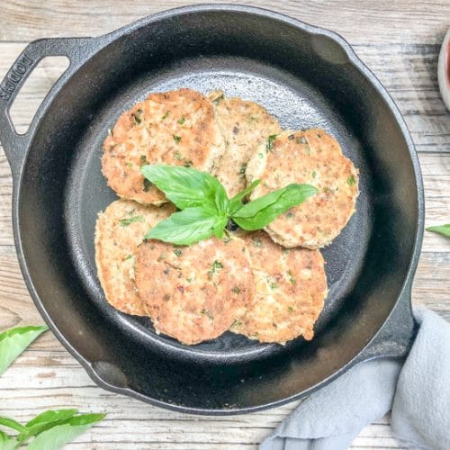 easy whole30 salmon cake in cast iron skillet