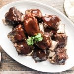 instant pot bbq beef short ribs on white serving platter