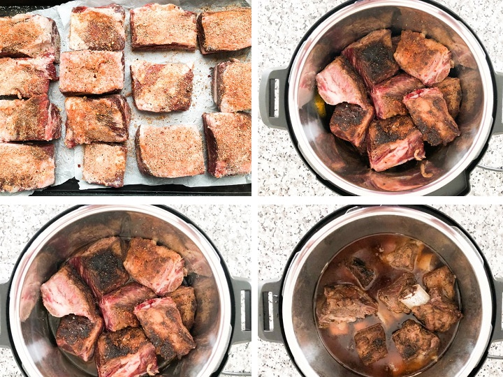 image of steps for making instant pot beef ribs