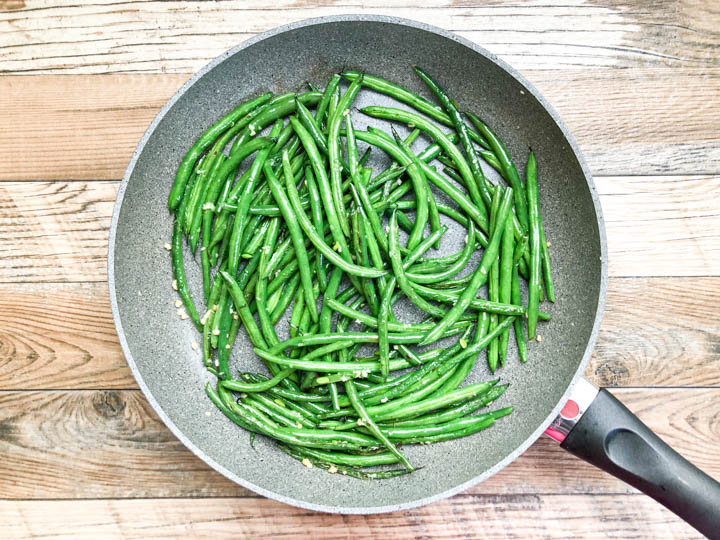 french green beans in skillet
