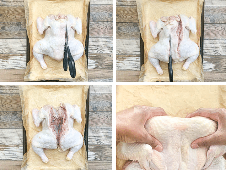photo of steps on how to spatchcock chicken