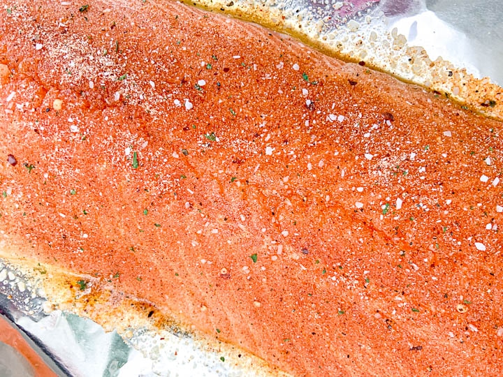 salmon with Cajun seasoning and kosher salt