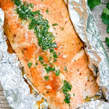 grilled salmon on top of foil