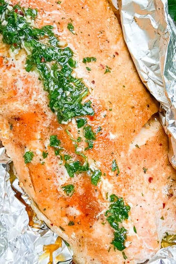 grilled salmon on top of foil
