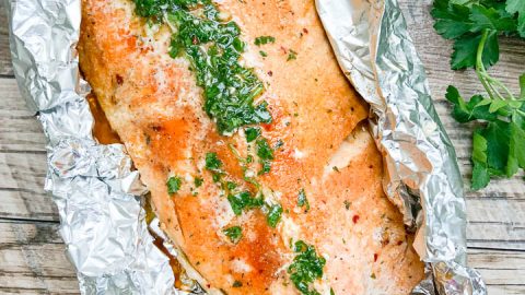 grilled salmon on top of foil