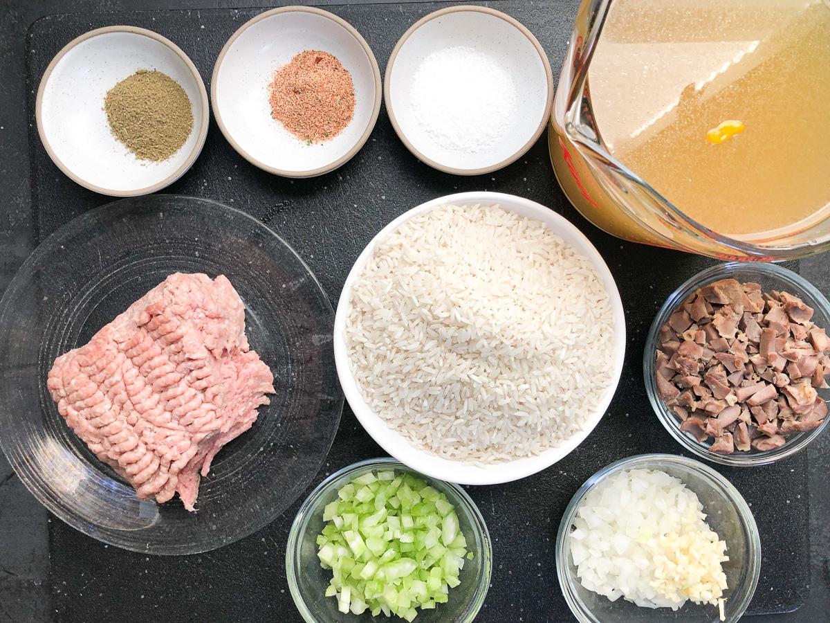photo of ingredients for rice dressing.