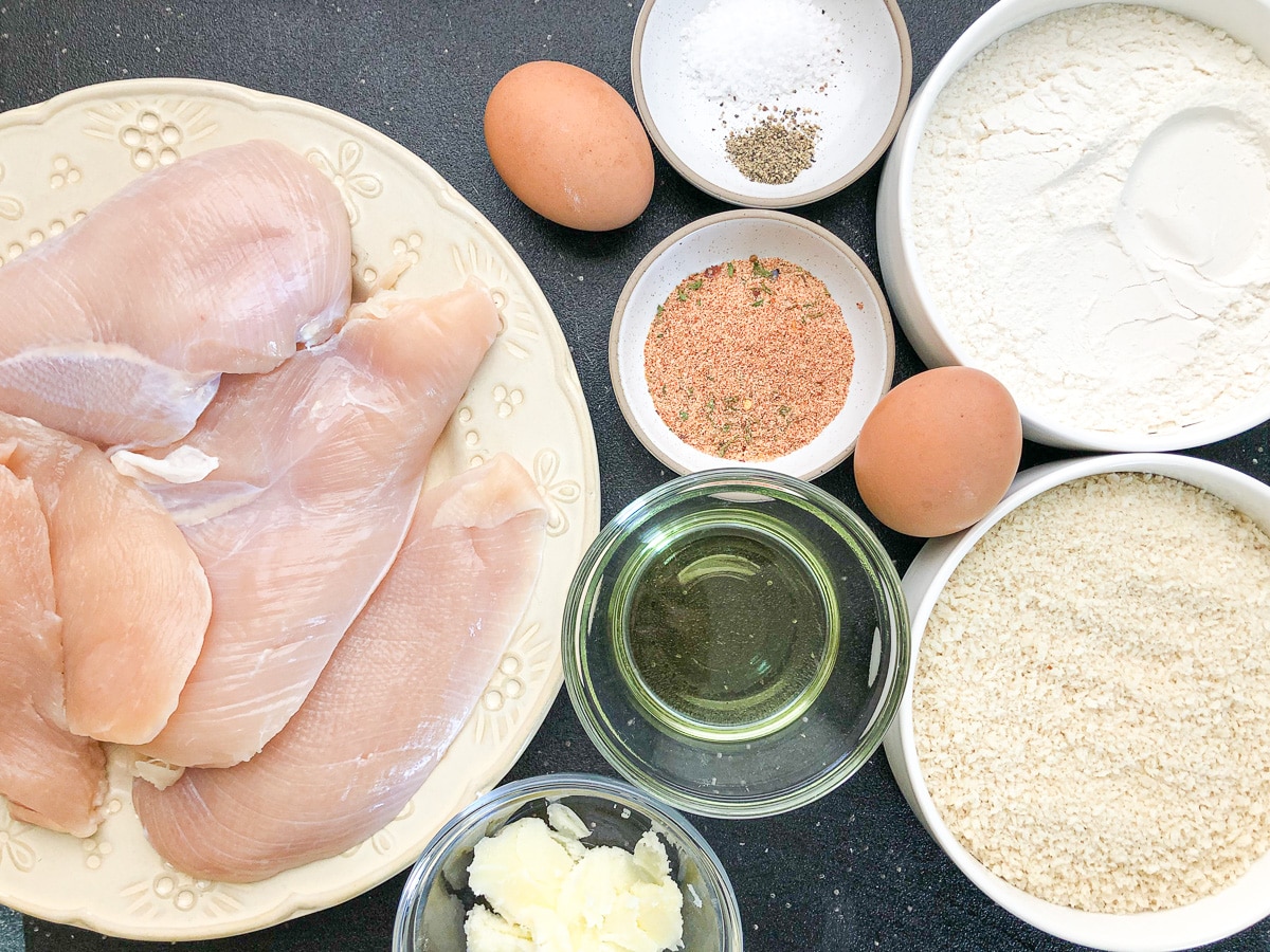 ingredients for making panko chicken.
