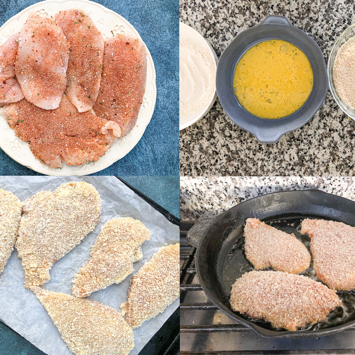photo collage for making panko chicken breast.