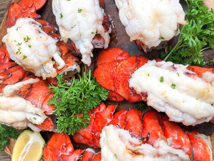 close-up image of lobster tails.