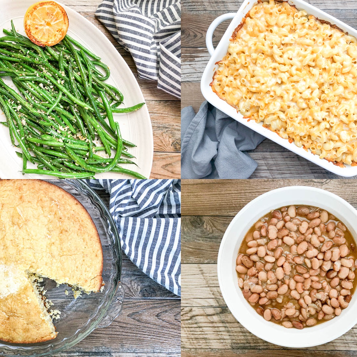 photo collage of best sides to serve with bbq ribs.