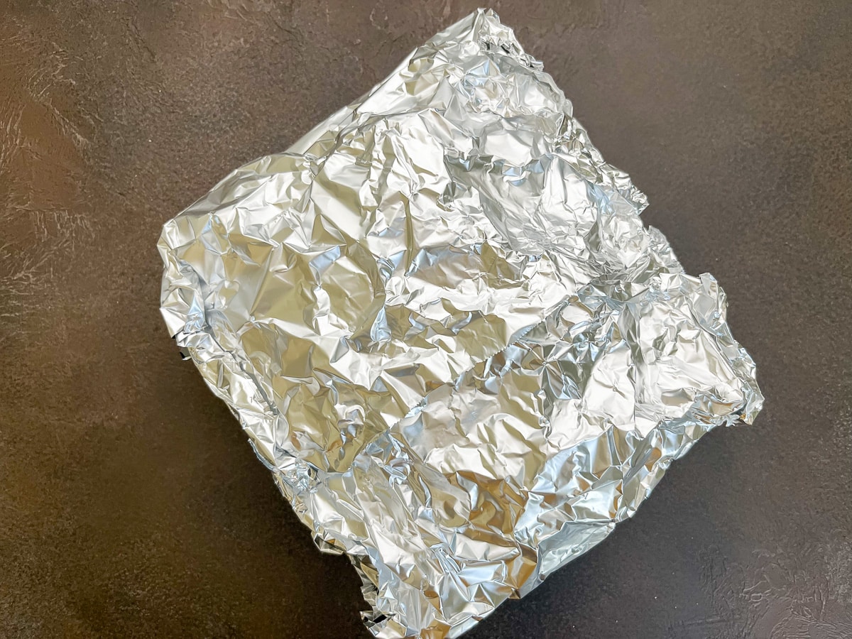 one roast wrapped in foil.