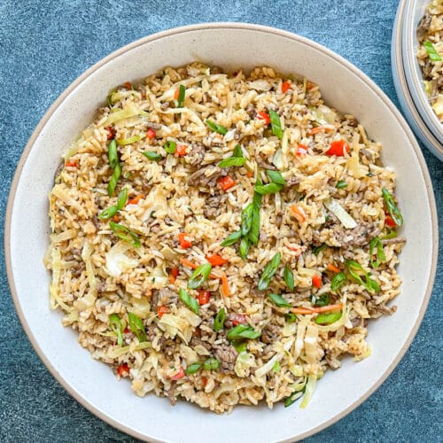 Simple One Skillet Hamburger Rice Recipe : Cooking With Bliss